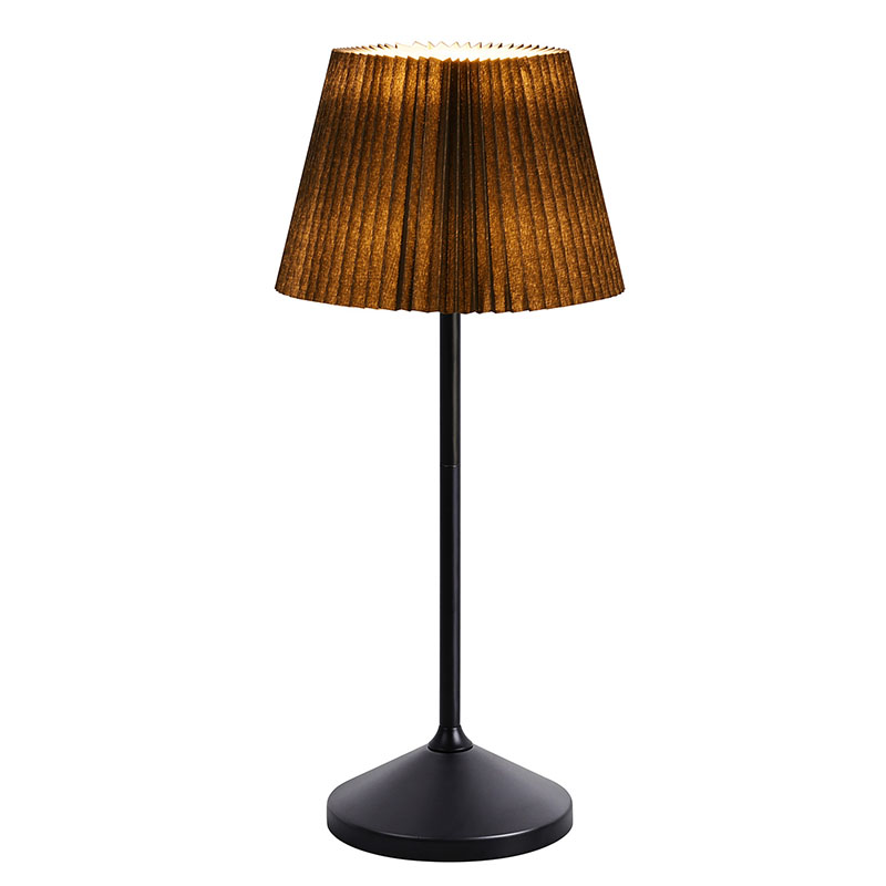 ఫాబ్రిక్ షేడ్‌తో బ్లాక్ లెడ్ డెస్క్ ల్యాంప్