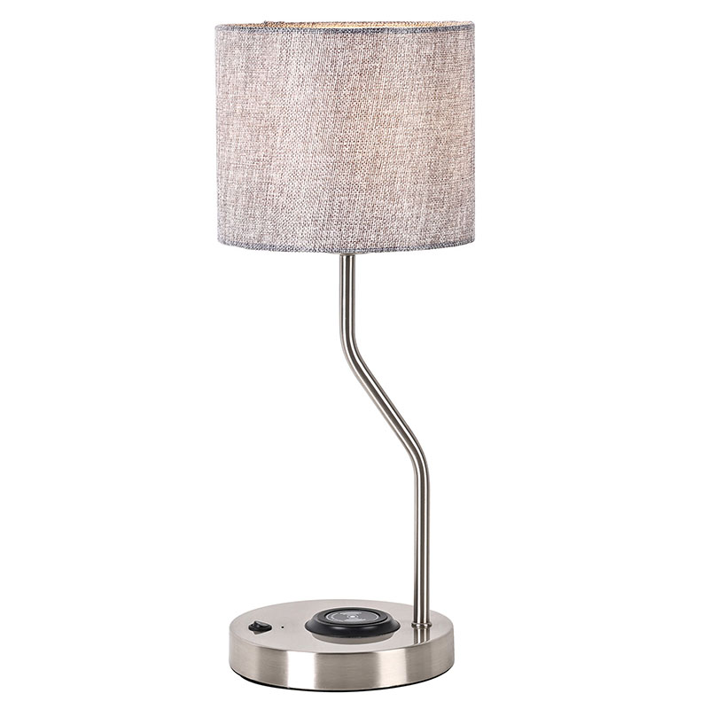 ఫాబ్రిక్ షేడ్‌తో వైర్‌లెస్ ఫోన్ ఛార్జర్ డెస్క్ ల్యాంప్